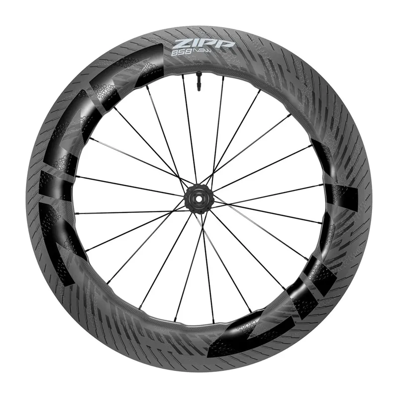 Zipp 858 NSW Carbon Tubeless Disc CL 700c Front Wheel - 12x100mm 1 Zipp 858 NSW Carbon Tubeless Disc CL 700c Front Wheel - 12x100mm