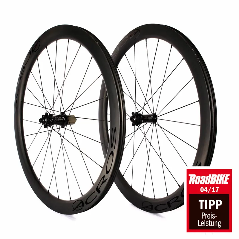 Acros Road Disc Race Carbon Wheelset - 9x100 X 10x135mm QR - Black 2 Acros Road Disc Race Carbon Wheelset - 9x100 X 10x135mm QR - Black - Image 2
