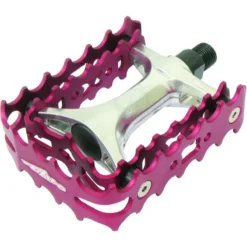 Onza VP458 Trials Pedals - 9/16 Inch -Spin And Ride onza double cage pedals red 1024x1024